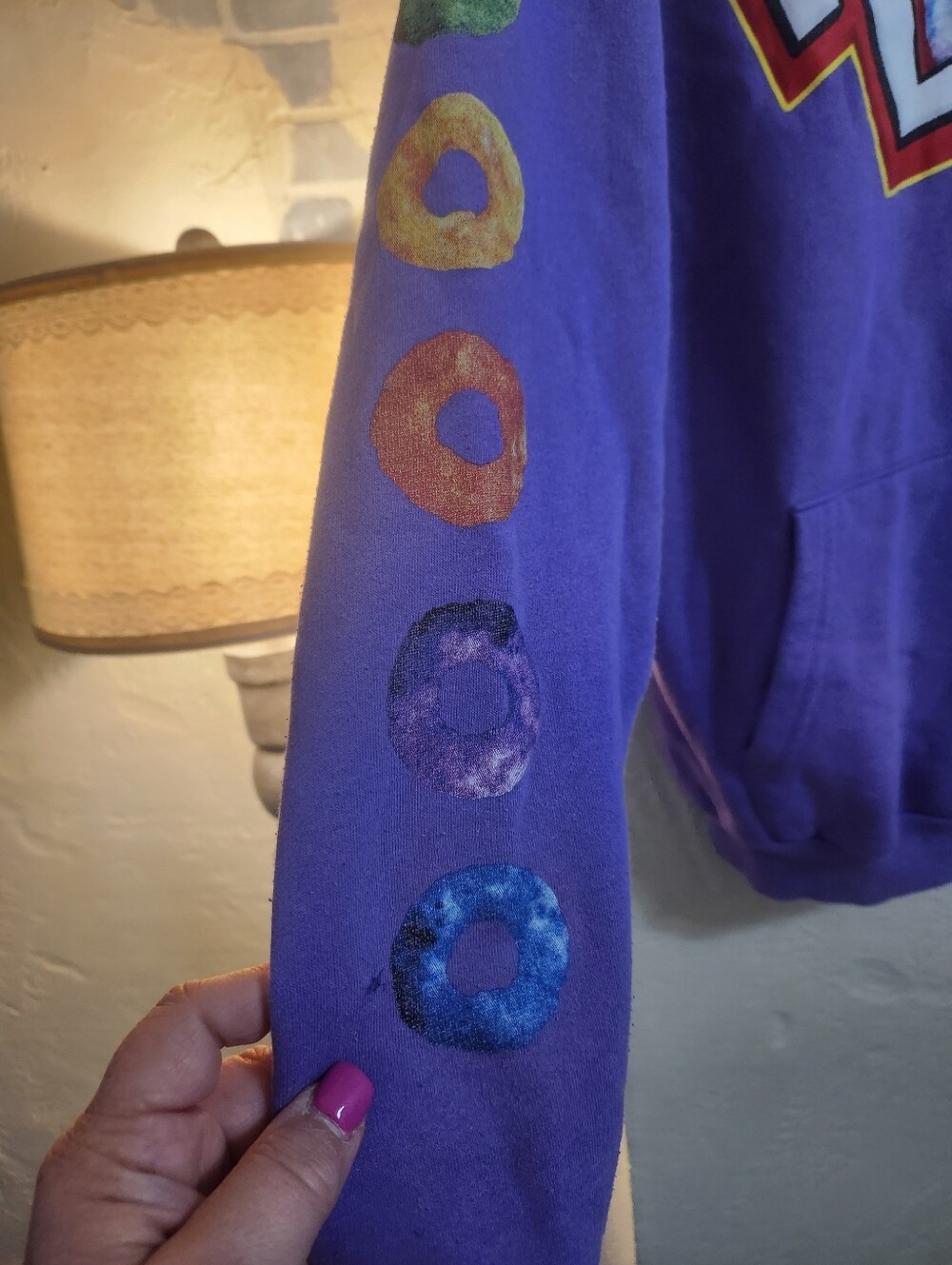 Kelloggs Fruit Loops Purple Hoodie Size Small P2p 20 EUC - Picture 6 of 7